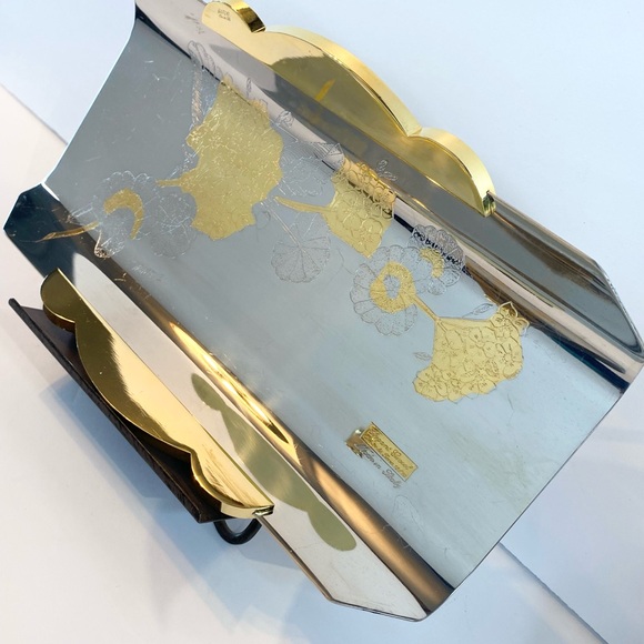 Vintage Italian Gold Tray Gioiel Oro 24K Inox 18/10 Stainless Napkin Holder - Picture 4 of 11